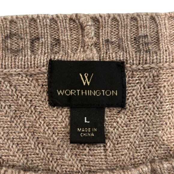 Worthington Ribbed Knit Oversized Sweater L Beige Dolman Sleeves Cozy Fall Vibes - Picture 6 of 7